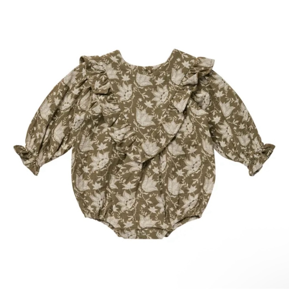 NWT Rylee+Cru Green Floral Romper Size 2-3 Year